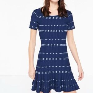 Sandro Paris "Before" Stretch Knit Bodycon Mini Dress in Navy Blue Size T2